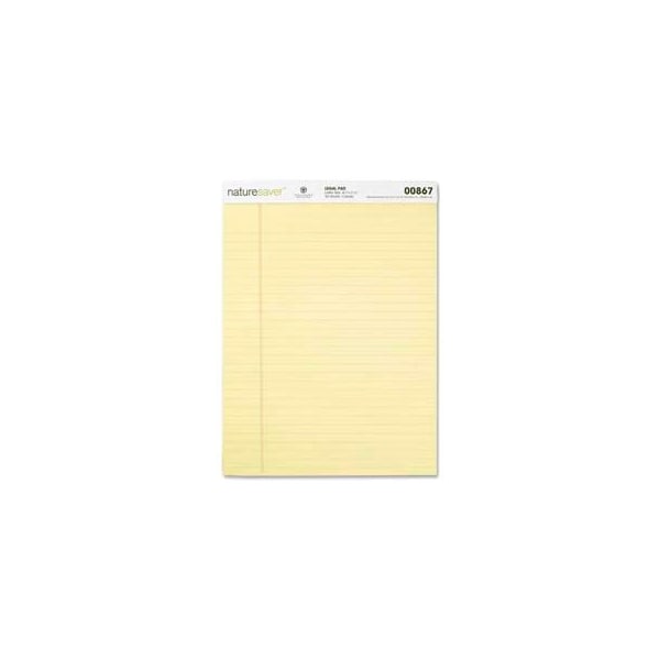 Nature Saver Legal Pad, 8-1/2" x 11-3/4", Wide Ruled, Canary, 50 Sheets/Pad, 12 Pads/Pack 867 - main